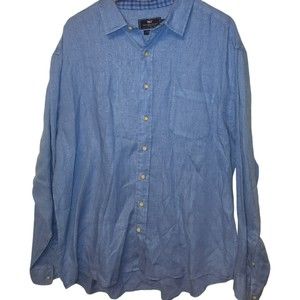 Vineyard Vines Blue Long Sleeve Linen Dress Shirt - Size XL